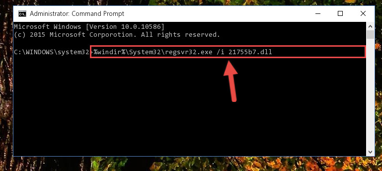 Creating a new registry for the 21755b7.dll file