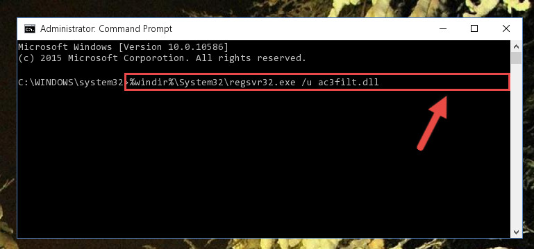 Uninstalling the Ac3filt.dll library from the system registry