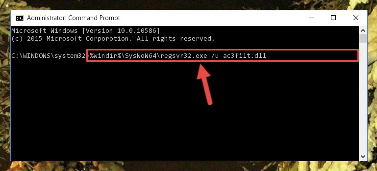 Uninstalling the Ac3filt.dll library's broken registry from the Registry Editor (for 64 Bit)