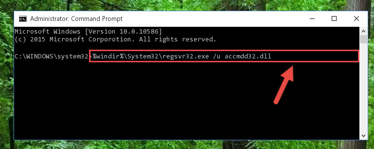 Deleting the Accmdd32.dll library's problematic registry in the Windows Registry Editor