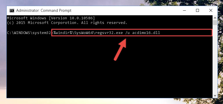 Uninstalling the damaged Acdimx16.dll library's registry from the system (for 64 Bit)
