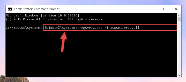 Creating a new registry for the Acqsetupres.dll library in the Windows Registry Editor
