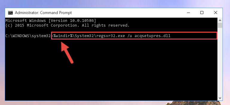 Uninstalling the Acqsetupres.dll library from the system registry