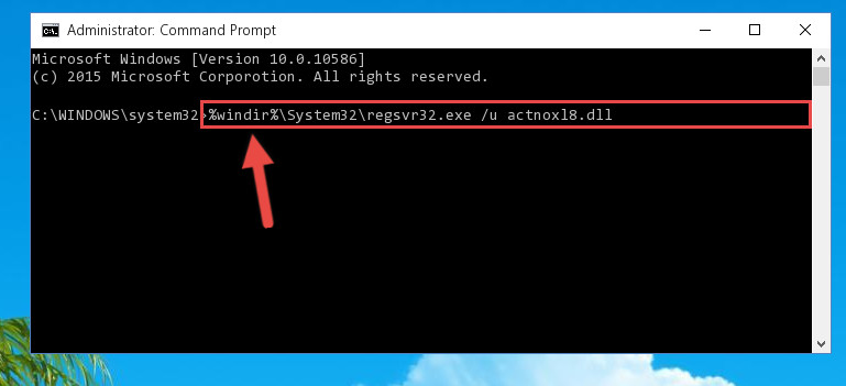 Deleting the damaged registry of the Actnoxl8.dll