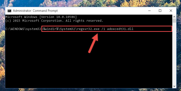Creating a new registry for the Adoxcedt31.dll library in the Windows Registry Editor