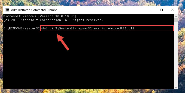 Deleting the Adoxcedt31.dll library's problematic registry in the Windows Registry Editor