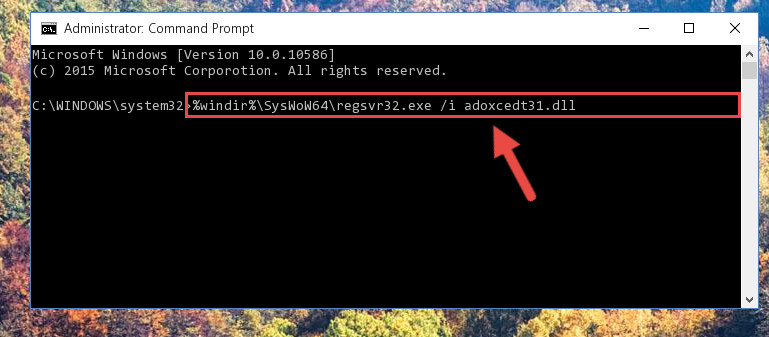 Reregistering the Adoxcedt31.dll library in the system (for 64 Bit)