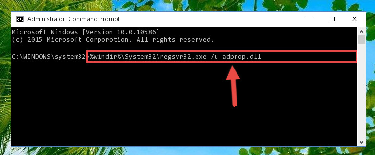 Deleting the damaged registry of the Adprop.dll