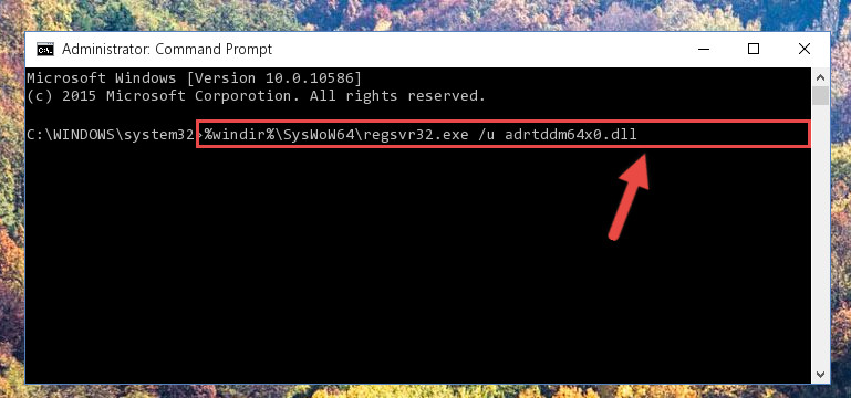 Uninstalling the damaged Adrtddm64x0.dll file's registry from the system (for 64 Bit)