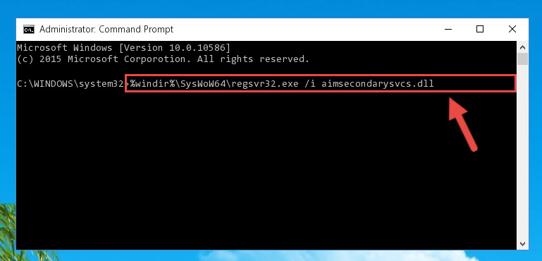 Reregistering the Aimsecondarysvcs.dll library in the system (for 64 Bit)