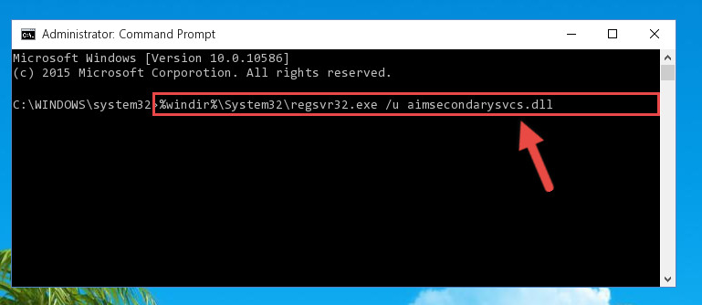 Uninstalling the Aimsecondarysvcs.dll library from the system registry