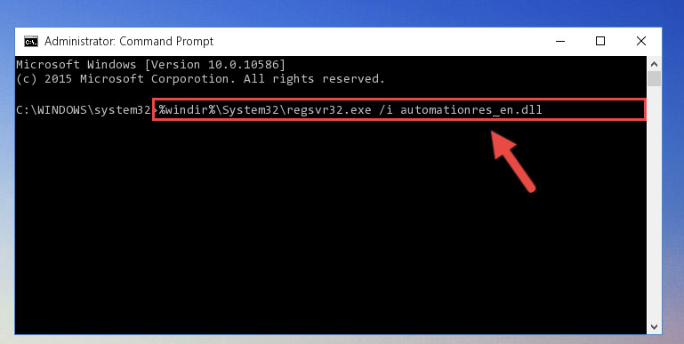 Reregistering the Automationres_en.dll library in the system