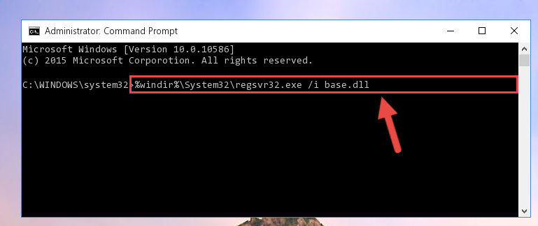 Reregistering the Base.dll file in the system