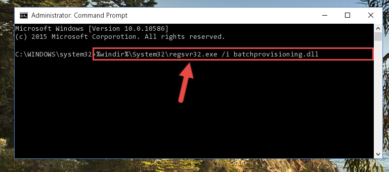 Creating a new registry for the Batchprovisioning.dll library in the Windows Registry Editor