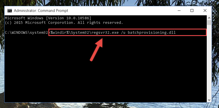 Deleting the damaged registry of the Batchprovisioning.dll