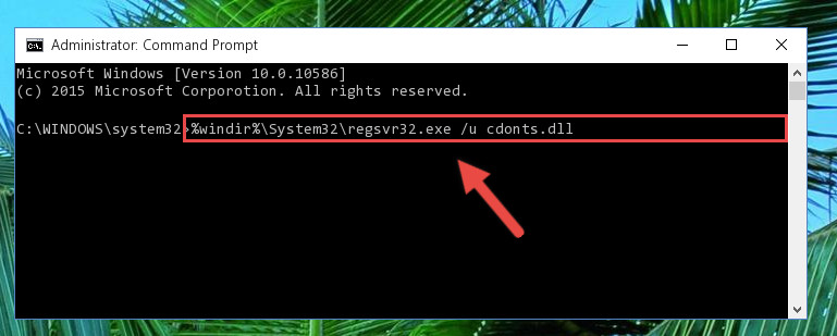 Deleting the Cdonts.dll file's problematic registry in the Windows Registry Editor