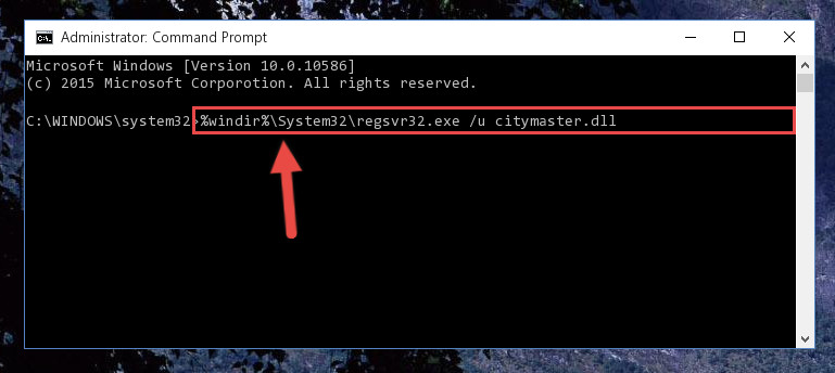 Uninstalling the Citymaster.dll file from the system registry
