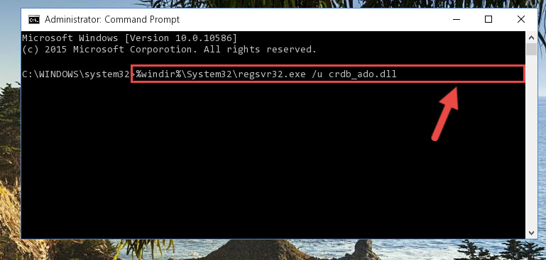 Deleting the Crdb_ado.dll library's problematic registry in the Windows Registry Editor