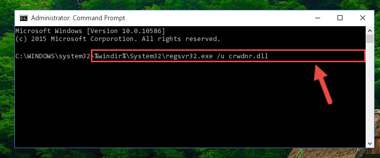 Uninstalling the Crwdnr.dll file from the system registry