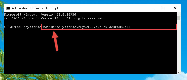 Uninstalling the Deskadp.dll file from the system registry
