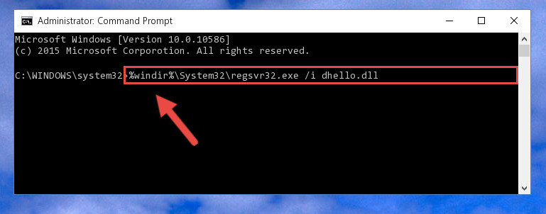 Reregistering the Dhello.dll library in the system