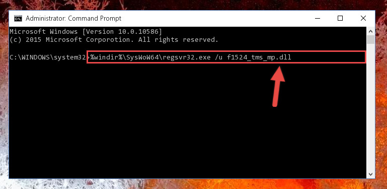 Uninstalling the damaged F1524_tms_mp.dll library's registry from the system (for 64 Bit)
