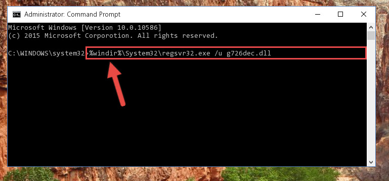 Cleaning the problematic registry of the G726dec.dll library from the Windows Registry Editor