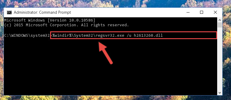 Uninstalling the H2613260.dll file from the system registry