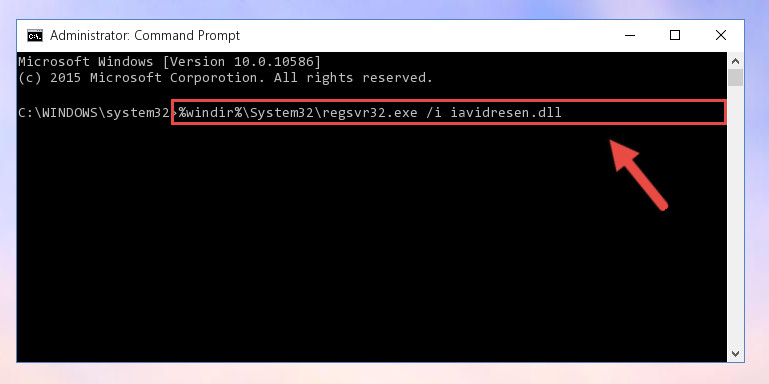 Reregistering the Iavidresen.dll library in the system