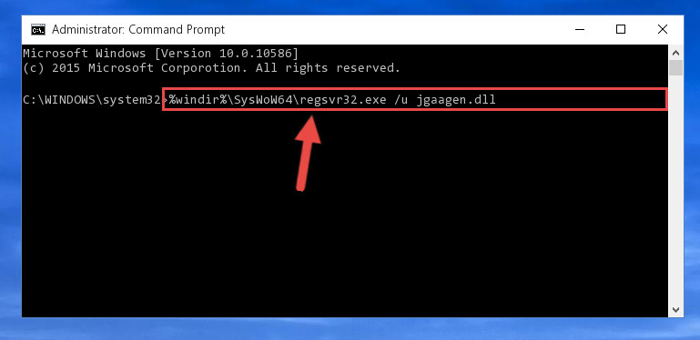 Uninstalling the damaged Jgaagen.dll library's registry from the system (for 64 Bit)