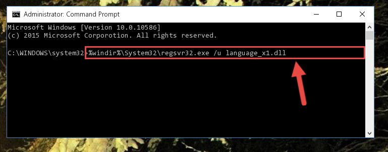 Deleting the Language_x1.dll library's problematic registry in the Windows Registry Editor
