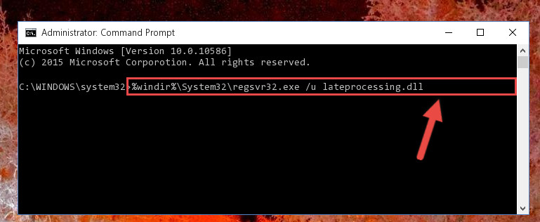 Cleaning the problematic registry of the Lateprocessing.dll library from the Windows Registry Editor