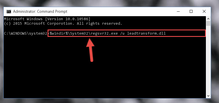 Deleting the Leadtransform.dll library's problematic registry in the Windows Registry Editor