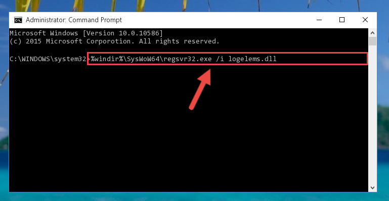 Reregistering the Logelems.dll library in the system (for 64 Bit)
