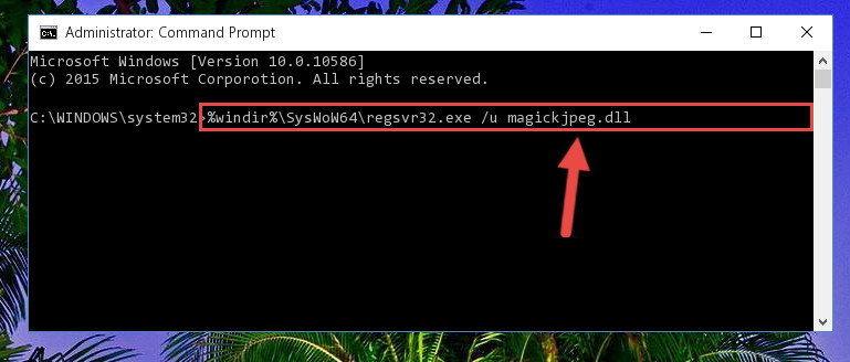 Uninstalling the damaged Magickjpeg.dll library's registry from the system (for 64 Bit)