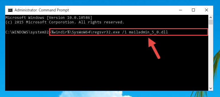 Reregistering the Mailadmin_5_0.dll library in the system (for 64 Bit)