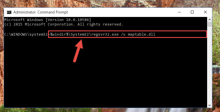 Uninstalling the Maptable.dll file from the system registry