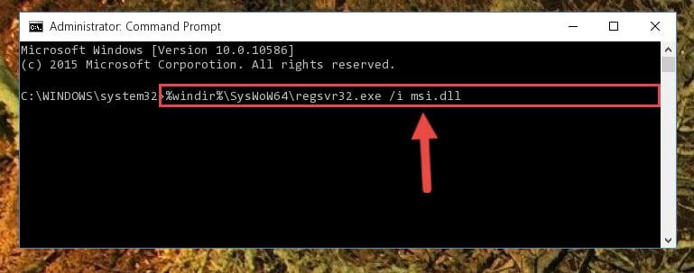 running regsvr32 exe on msi dll