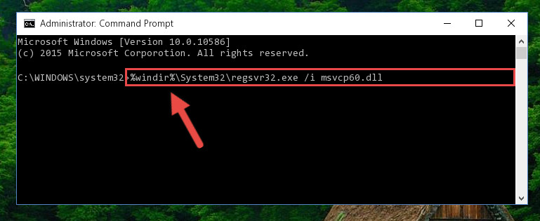 Reregistering the Msvcp60.dll library in the system