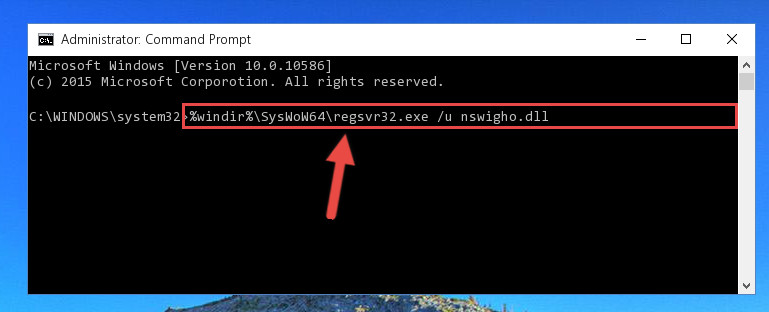 Uninstalling the broken registry of the Nswigho.dll library from the Windows Registry Editor (for 64 Bit)