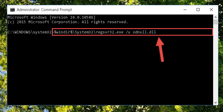 Cleaning the problematic registry of the Odnull.dll library from the Windows Registry Editor