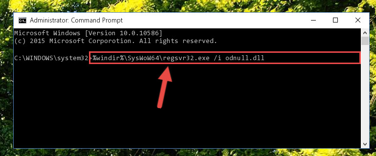 Reregistering the Odnull.dll library in the system (for 64 Bit)