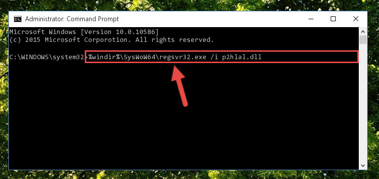 Reregistering the P2hlal.dll library in the system (for 64 Bit)