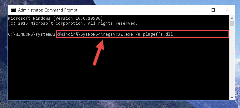 Uninstalling the damaged Plugeffs.dll library's registry from the system (for 64 Bit)