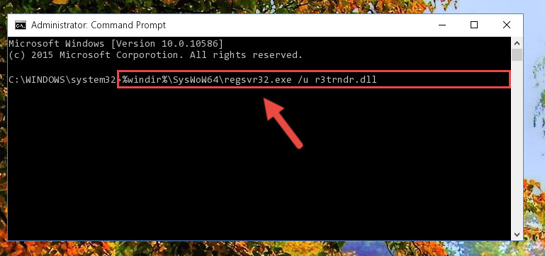 Uninstalling the damaged R3trndr.dll file's registry from the system (for 64 Bit)