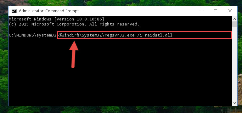 Reregistering the Raidutl.dll library in the system