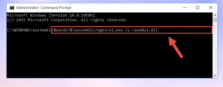 Deleting the damaged registry of the Rasddui.dll