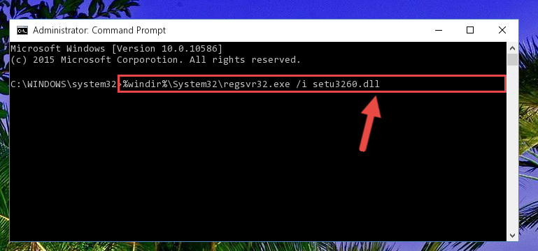 Reregistering the Setu3260.dll library in the system
