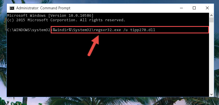 Deleting the damaged registry of the Tipp270.dll