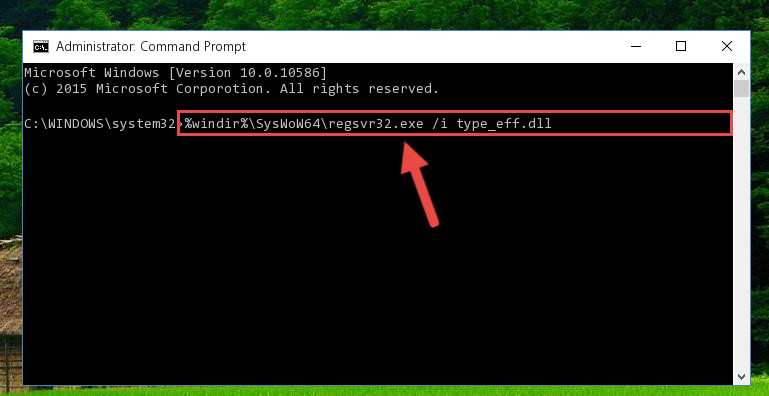 Reregistering the Type_eff.dll file in the system (for 64 Bit)